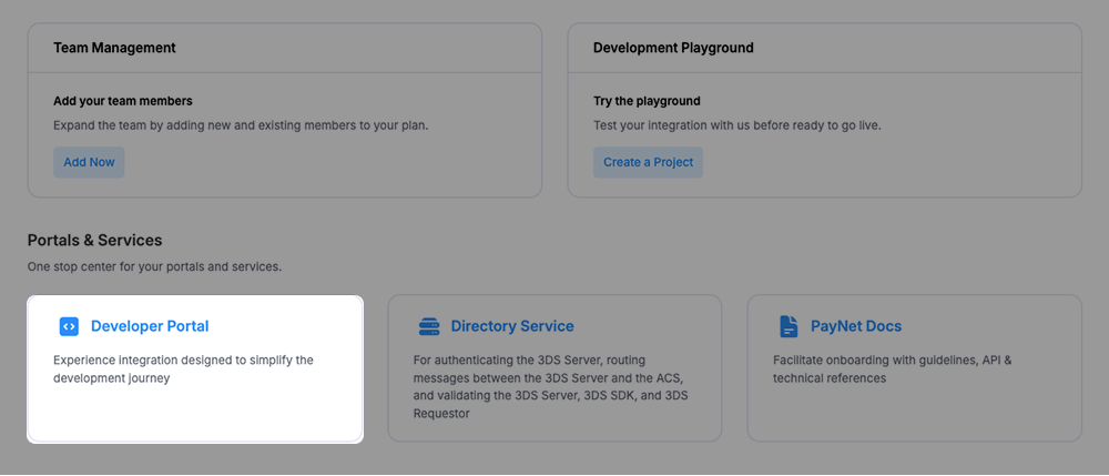 Click Developer Portal in the Dashboard