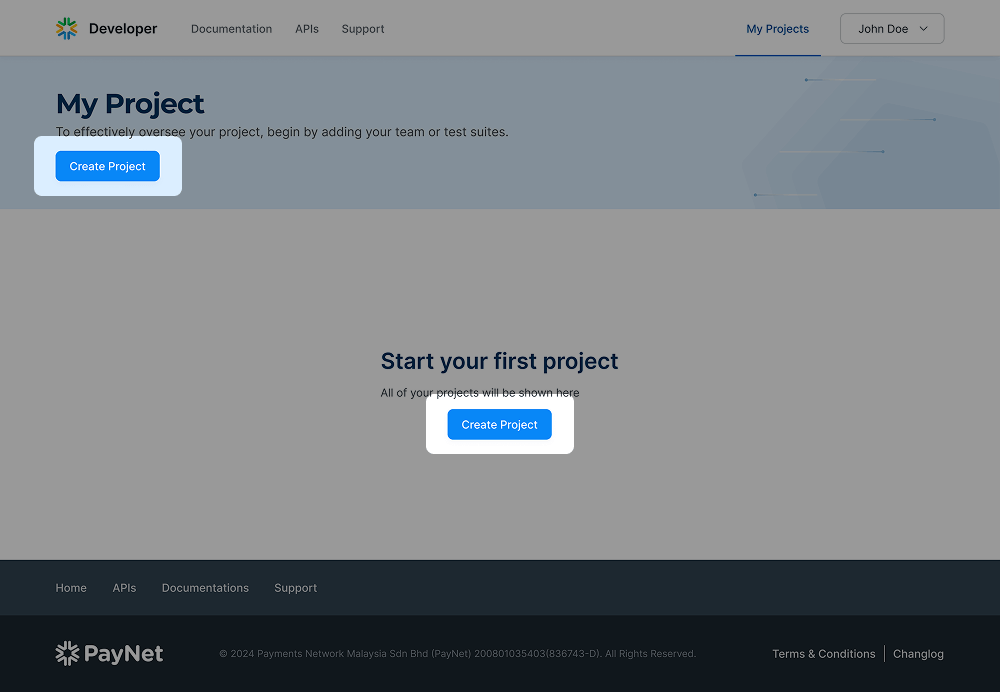Select Create Project