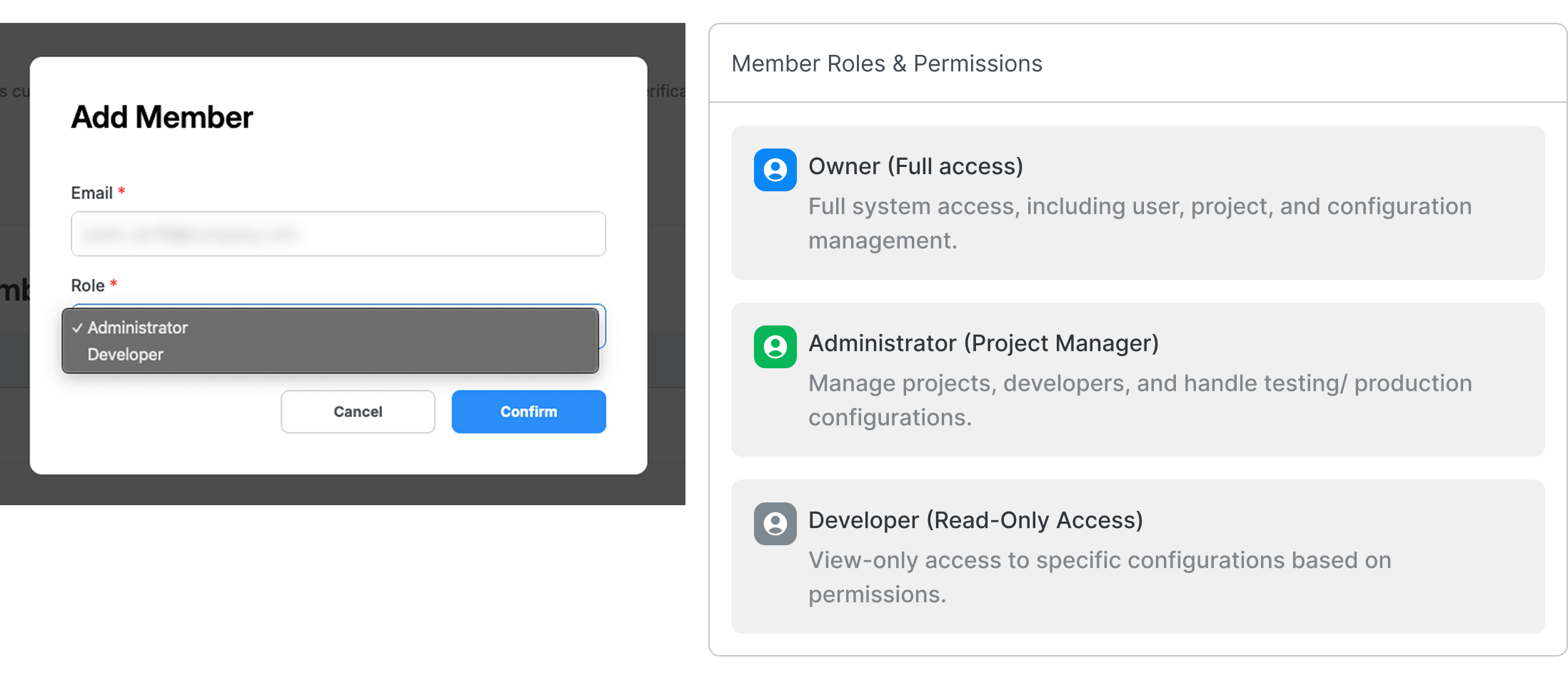 Invite team member dialog box