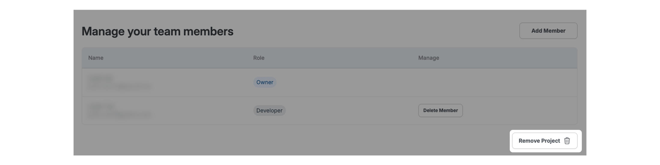 Remove project