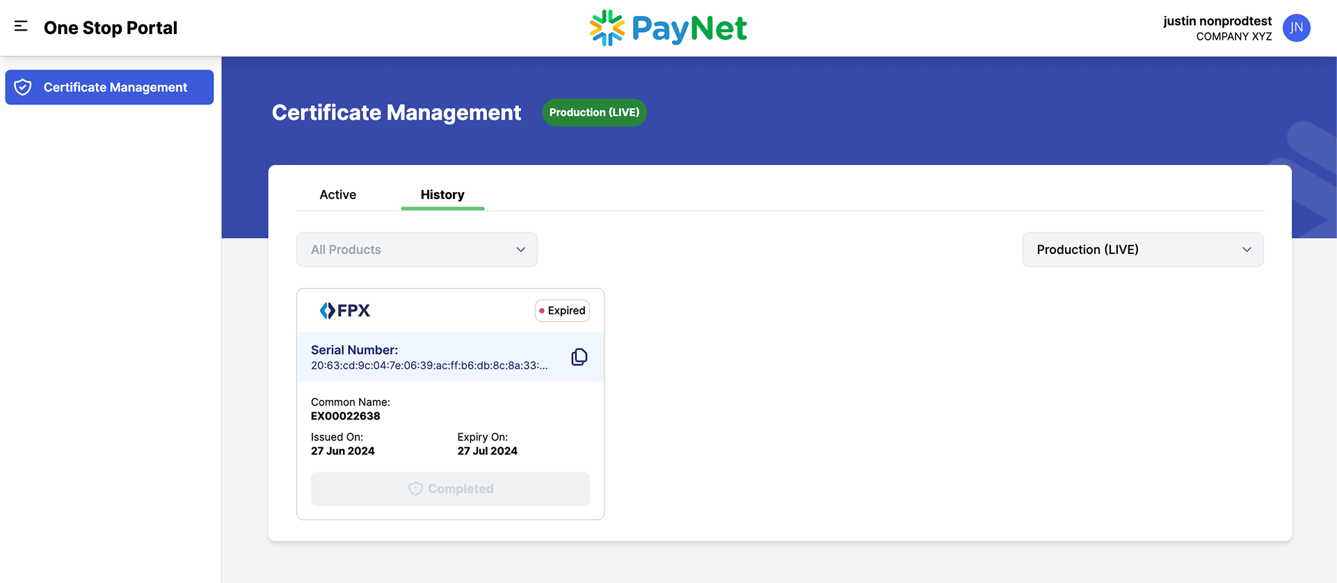 PayNet One Stop Portal Login Page