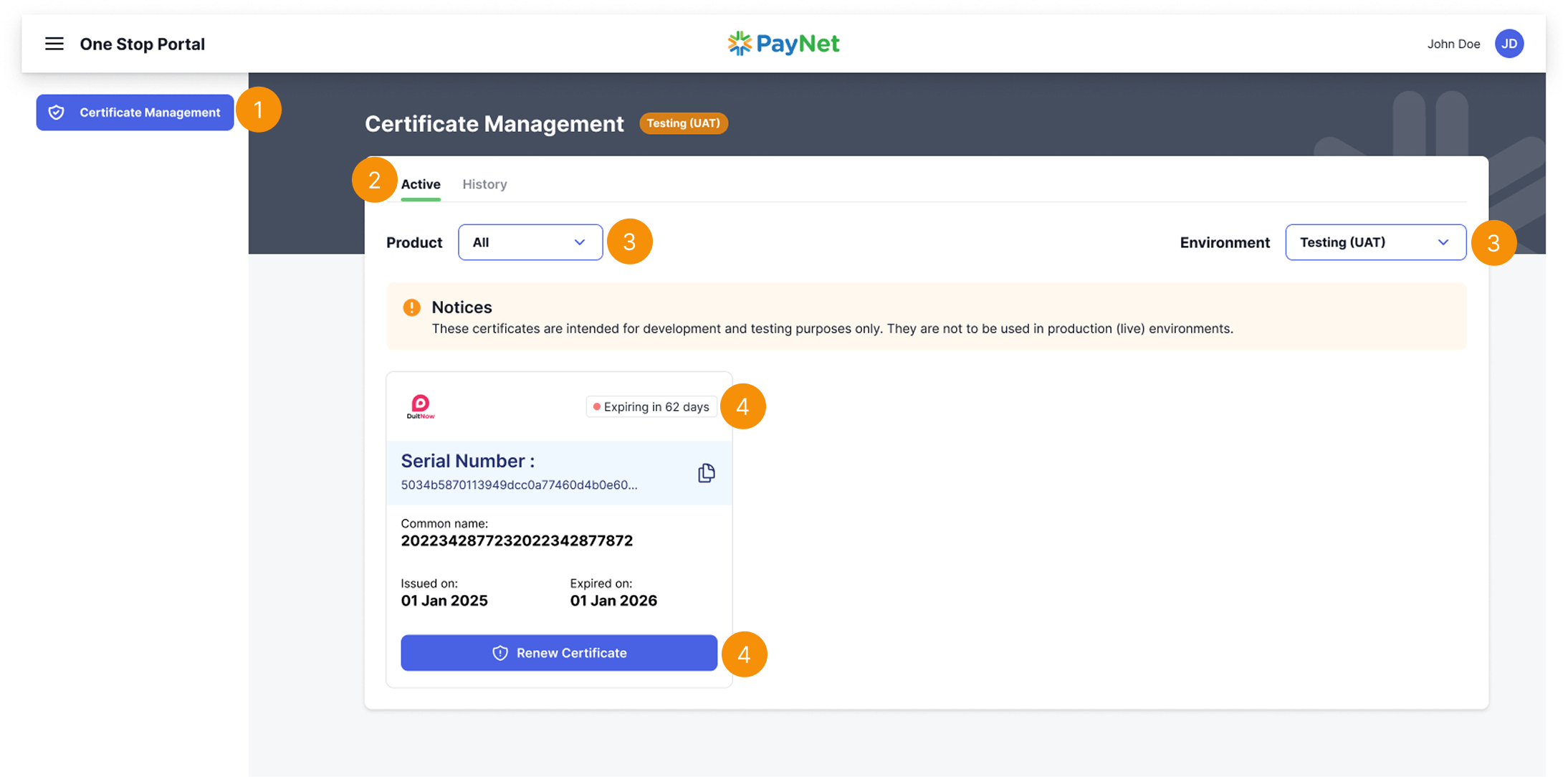 PayNet One Stop Portal Login Page