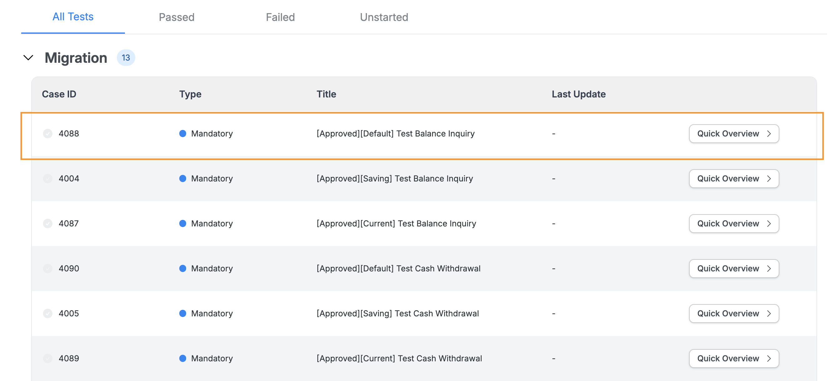test suite configuration